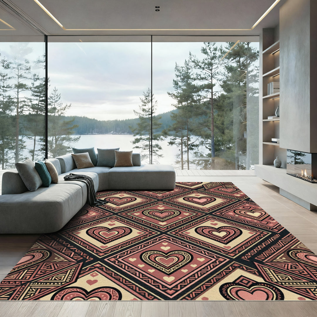 Boho Heart Rhombus Textile Rug