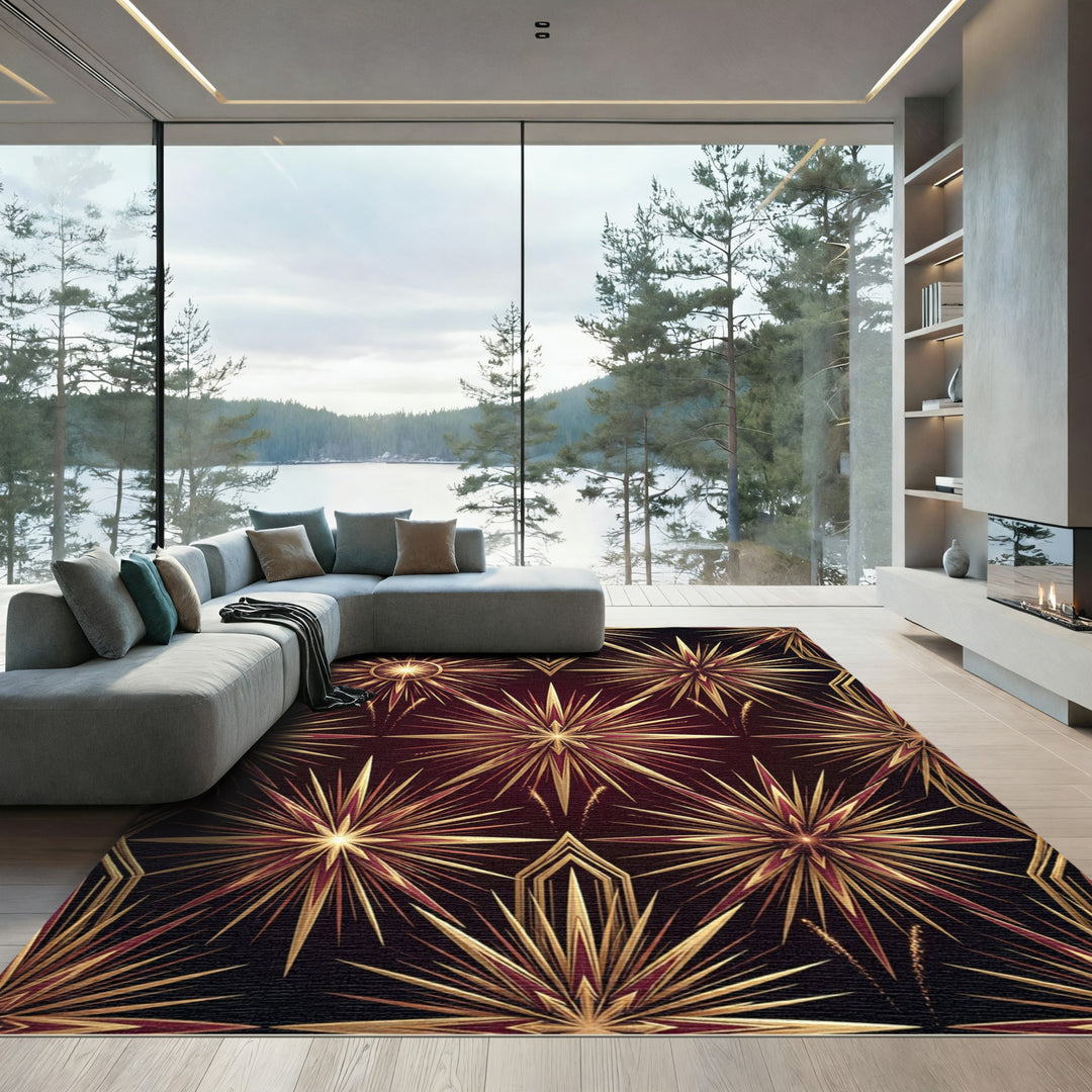 Gold Starburst Art Deco Rug