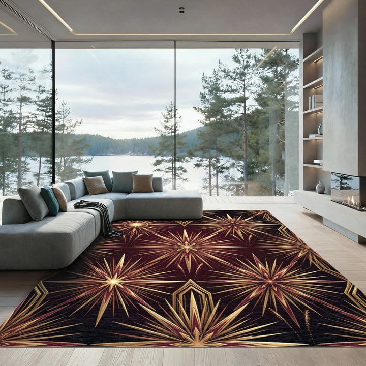 Gold Starburst Art Deco Rug
