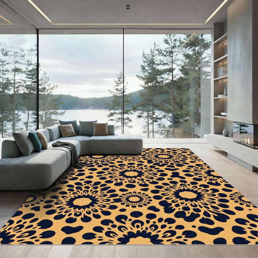 Golden Sunburst Abstract Rug