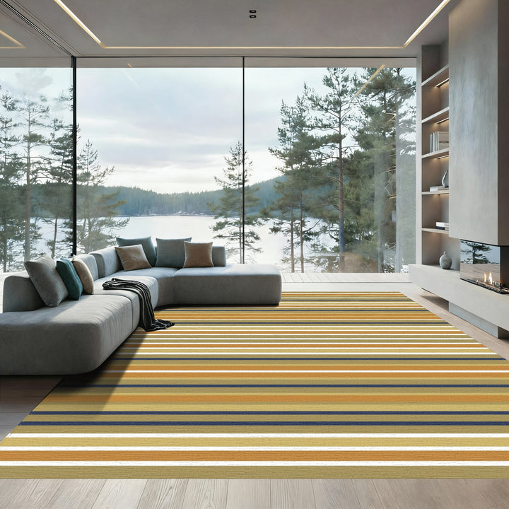 Earthy Tone Horizontal Stripe Rug