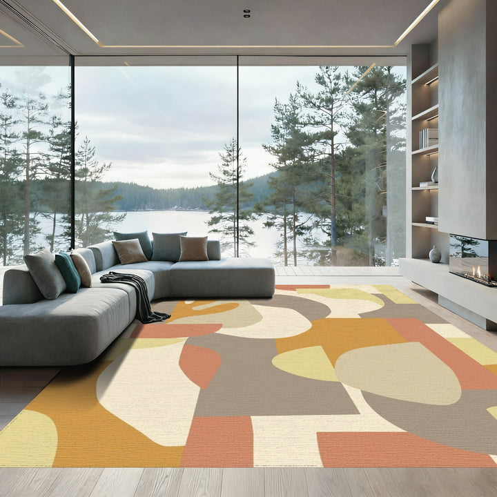 Earthy Tones Abstract Organic Shapes Rug