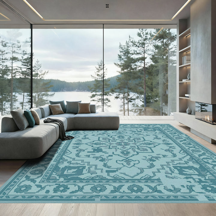 Aquatic Bloom Central Design Rug