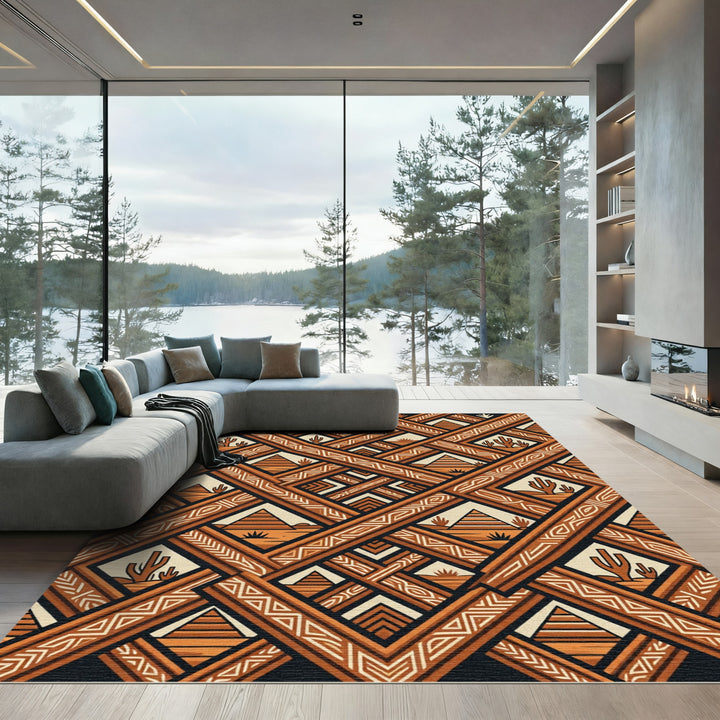 Southwestern Desert Geometric Weave Rug