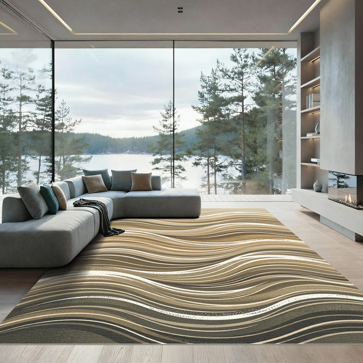 Earthy Abstract Wavy Lines Rug