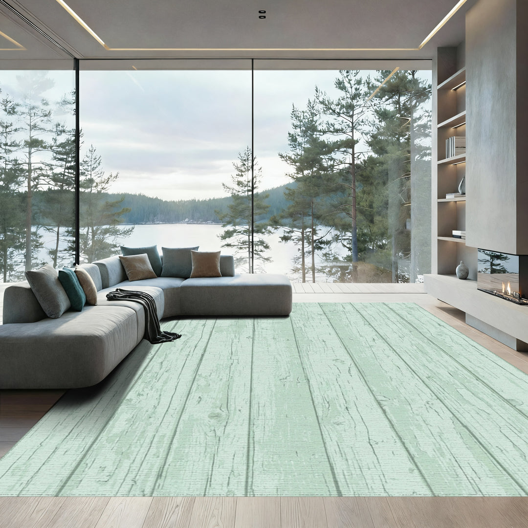Distressed Mint Wood Plank Rug
