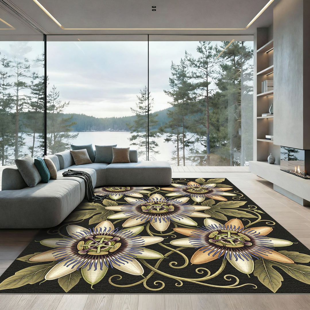Art Nouveau Passion Flower Elegance Rug