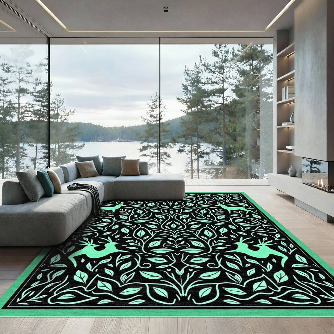 Mint Deer Botanical Garden Tapestry Rug