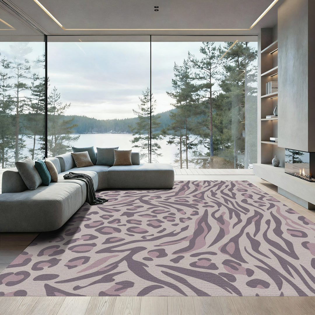 Tawny Leopard Stripe Combination Rug