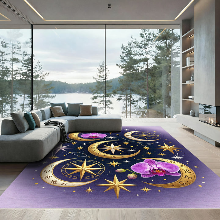 Celestial Gold Moon Orchid Rug