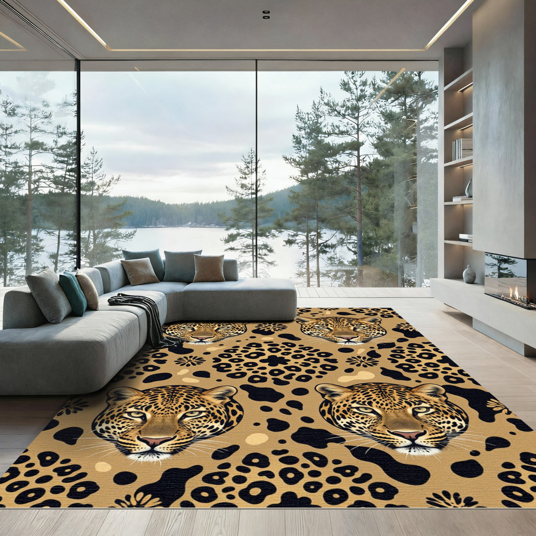 Leopard Spots and Feline Faces Rug