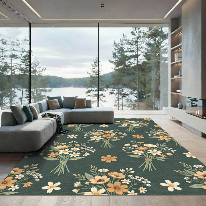 Dainty Floral Bouquet Arrangement Rug