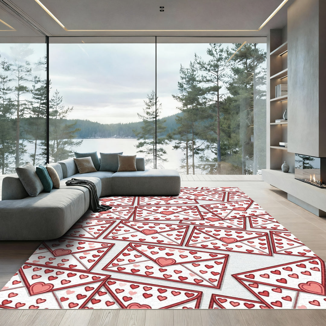 Red Hearts Folded Paper Correspondence Rug