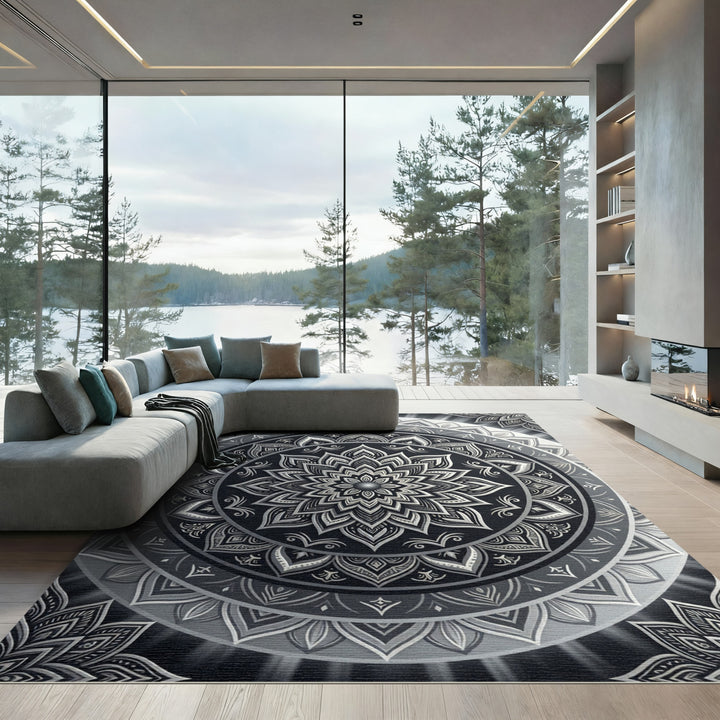 Monochromatic Intricate Mandala Rug