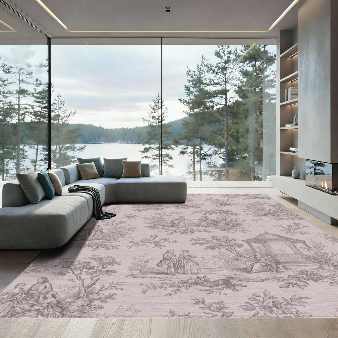 Romantic Rose Garden Figures Gazebo Rug