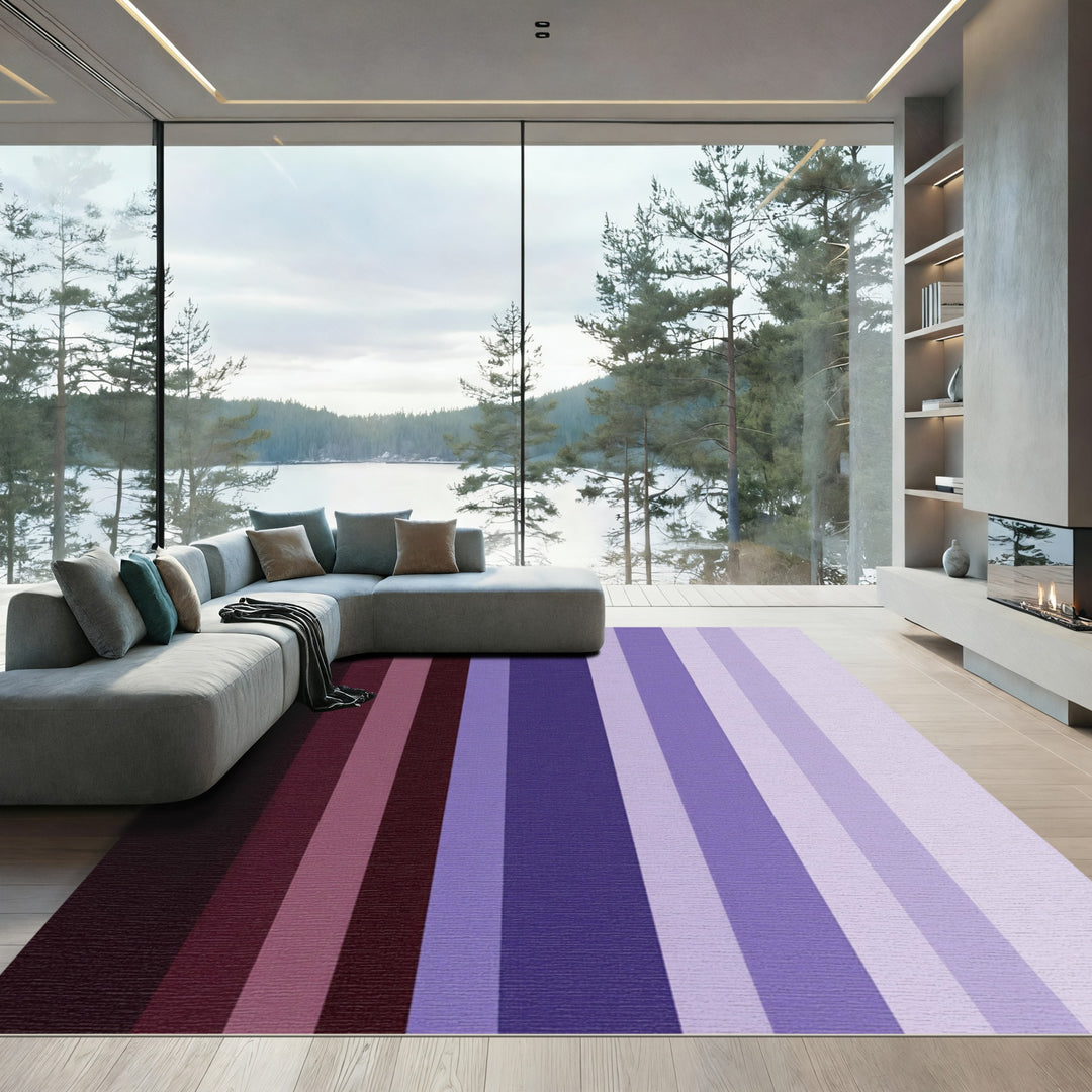 Vertical Purple Gradient Stripe Rug