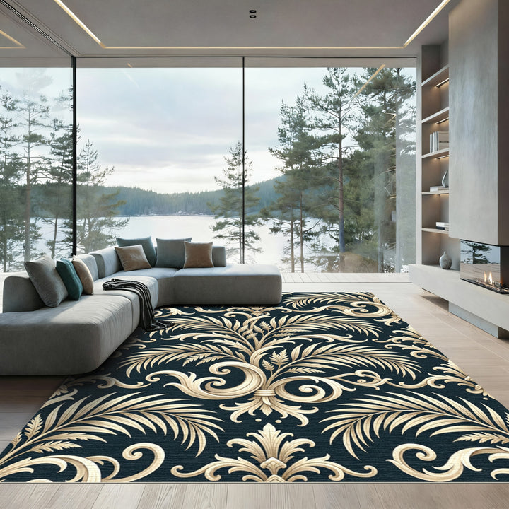 Elegant Ivory Acanthus Scroll Rug