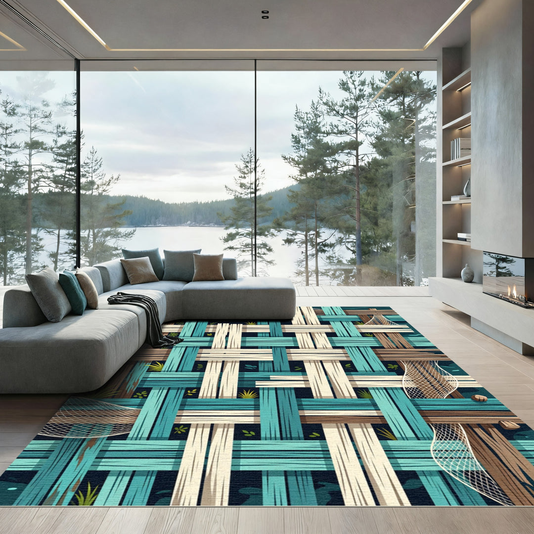 Woven Wood Plank Coastal NetRug Rug
