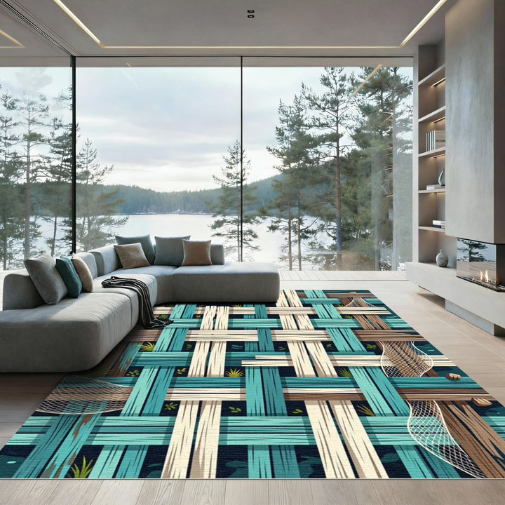 Woven Wood Plank Coastal NetRug Rug