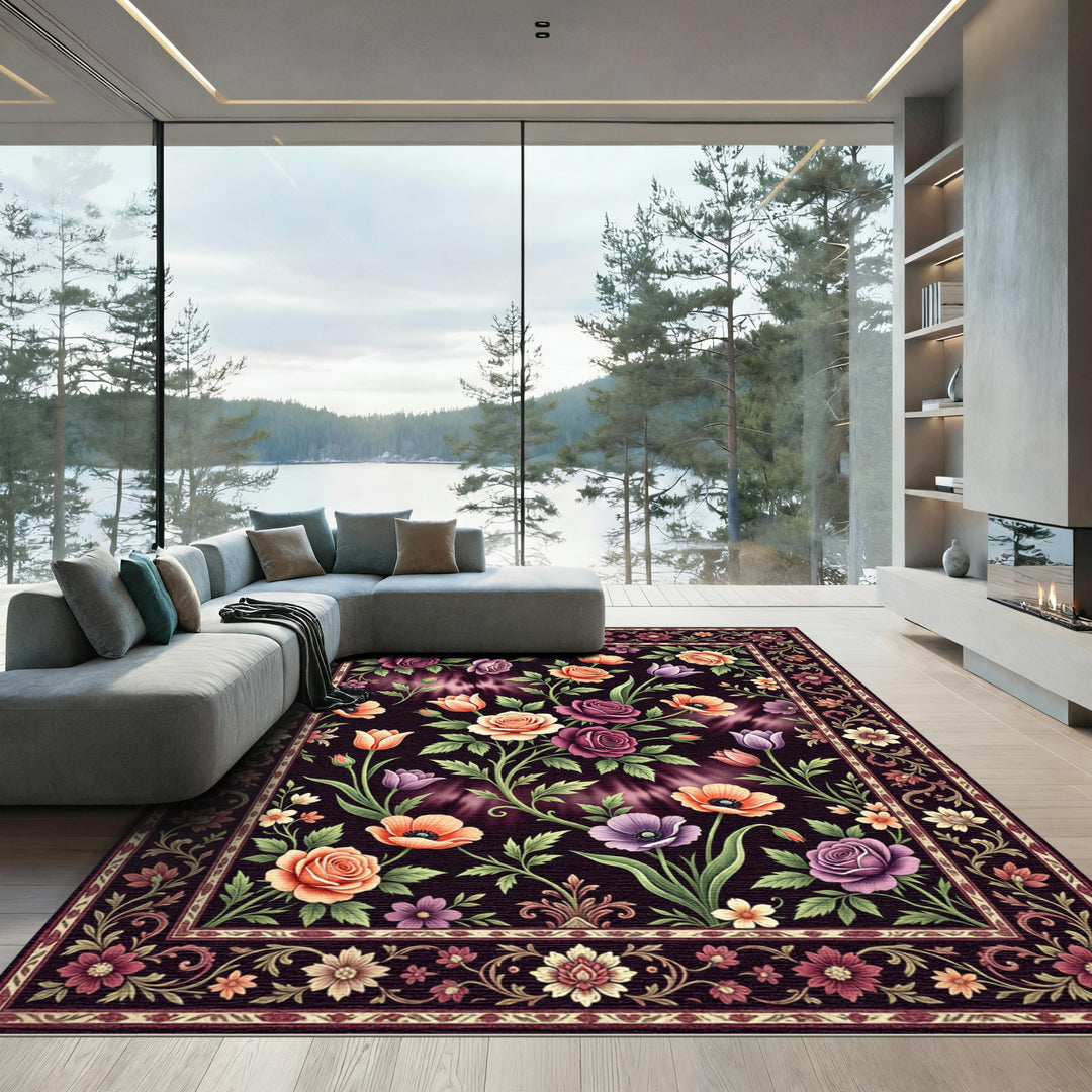 Vintage Rose Meadow Floral Rug