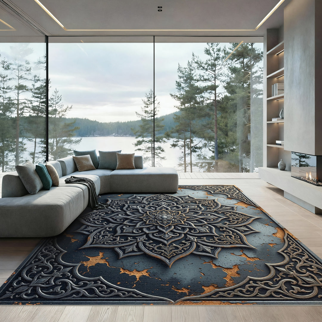Ornate Metal Mandala Rug