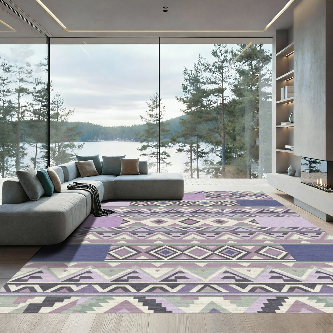 Pastel Geometric Tribal Stripe Rug