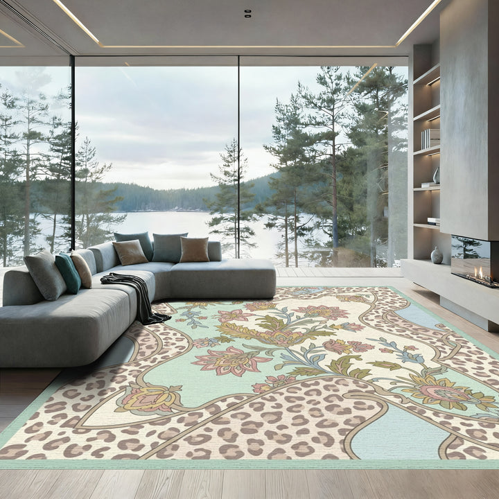 Floral Leopard Patchwork Medallion Rug