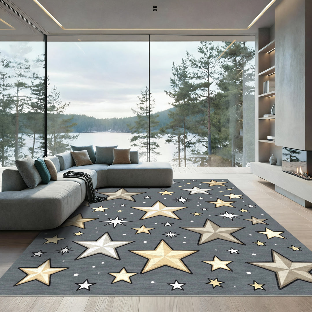 Cosmic Starry Night Gray Rug