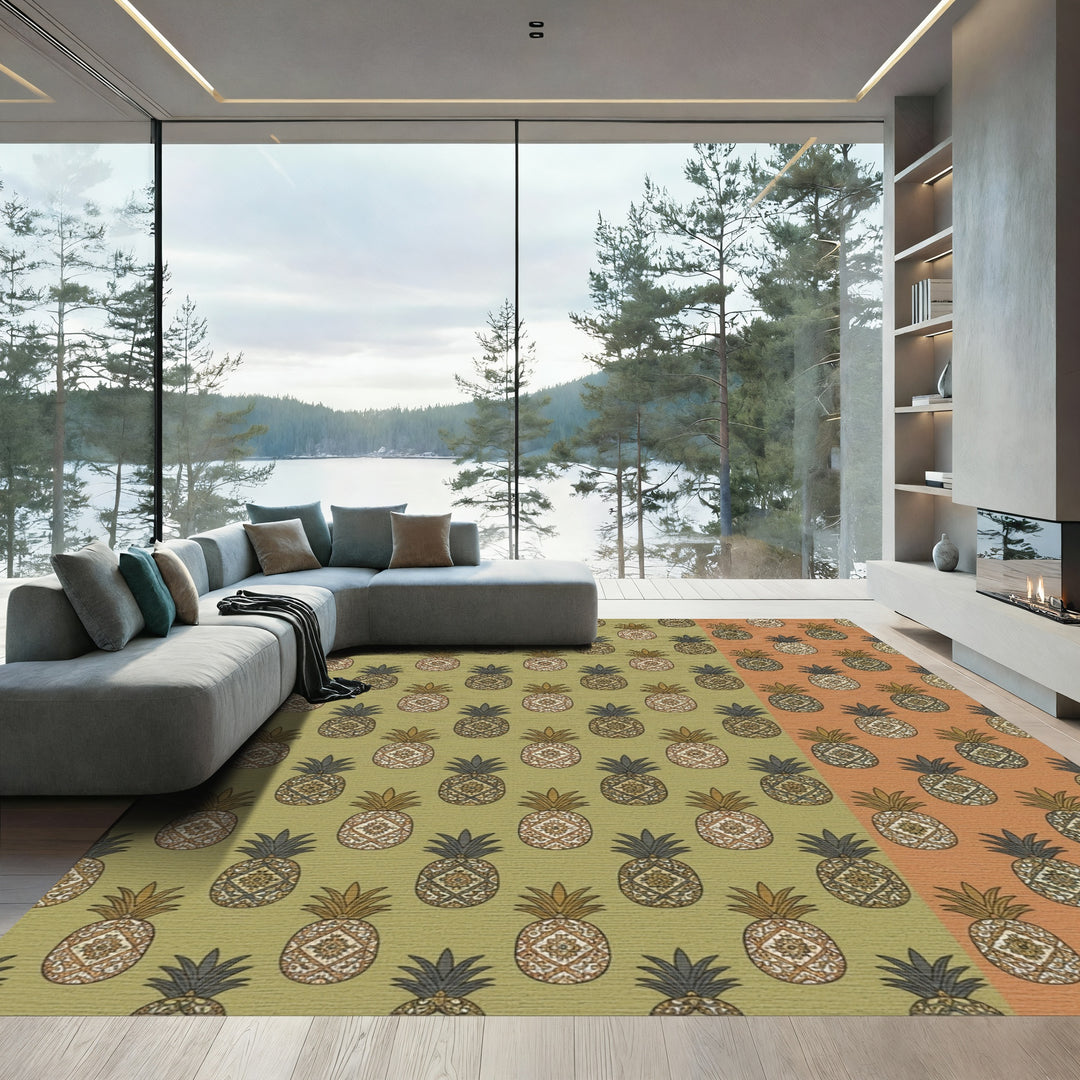 Ornate Pineapple Medallion Background Rug