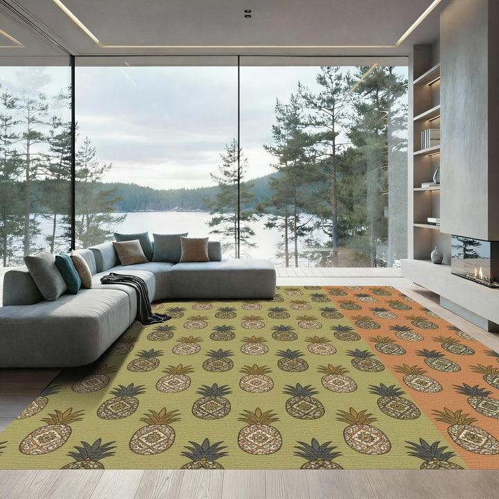Ornate Pineapple Medallion Background Rug