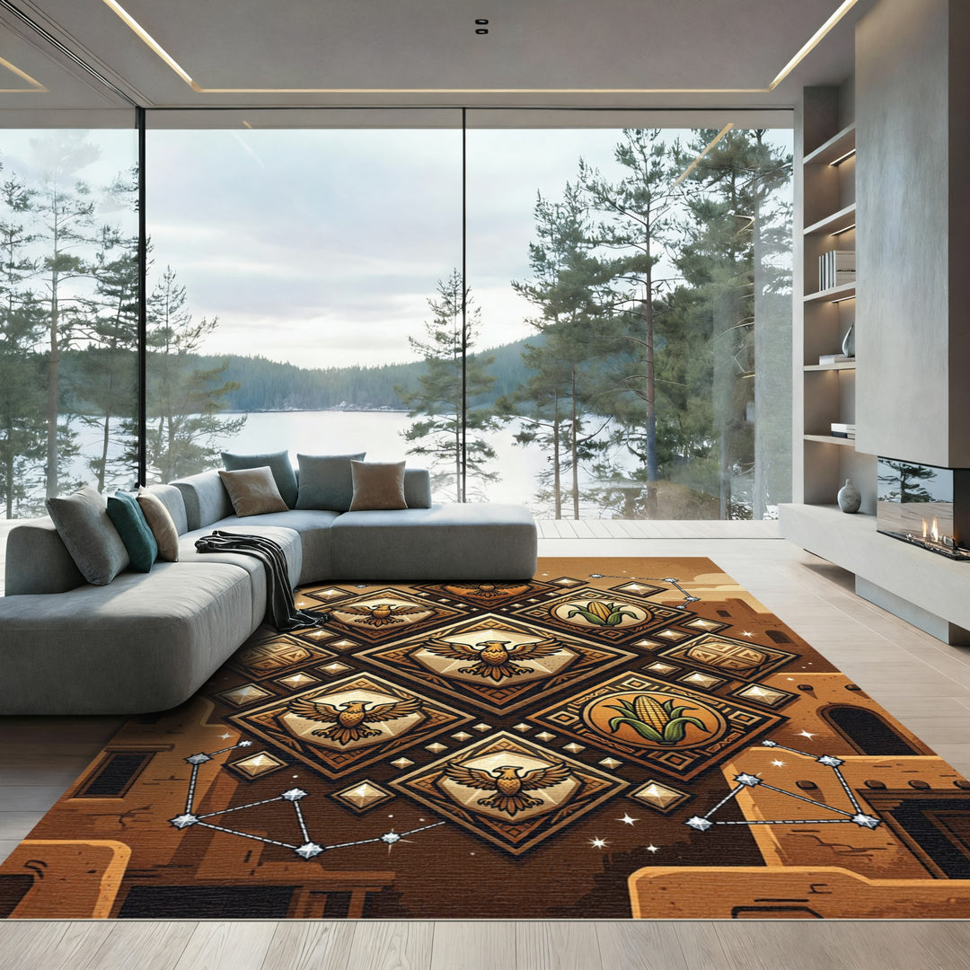 Southwestern Golden Eagle Corn Tapestry Rug