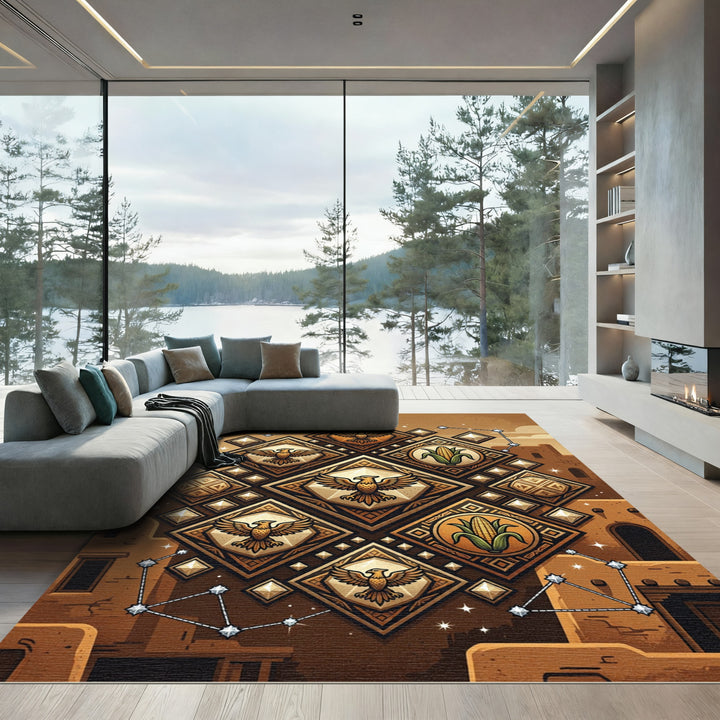 Southwestern Golden Eagle Corn Tapestry Rug