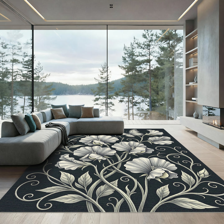 Whimsical Cream Sweet Pea Butterfly Rug