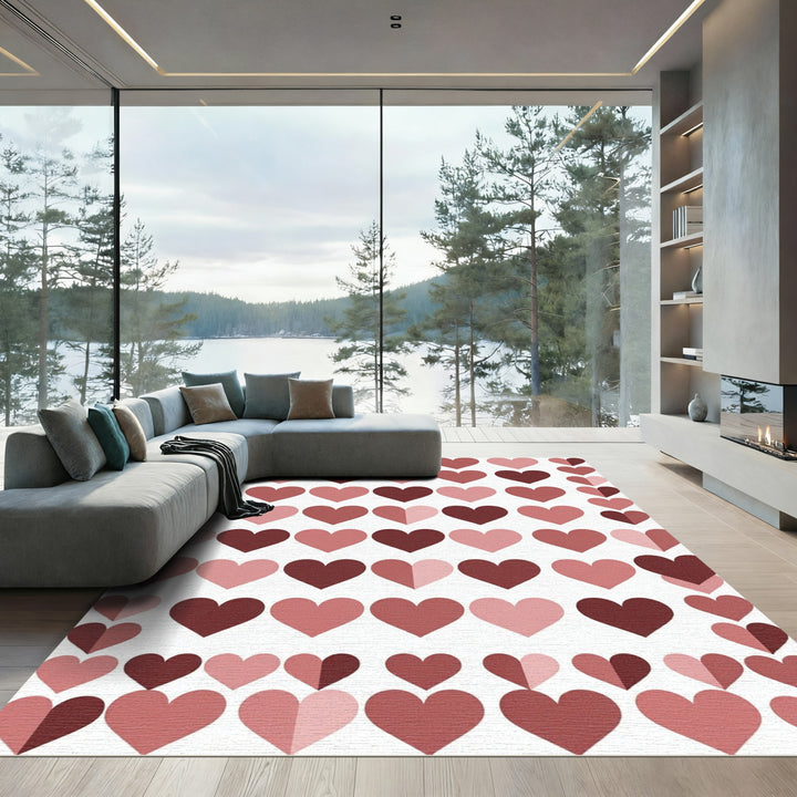 Romantic Rose Hearts Composition Rug
