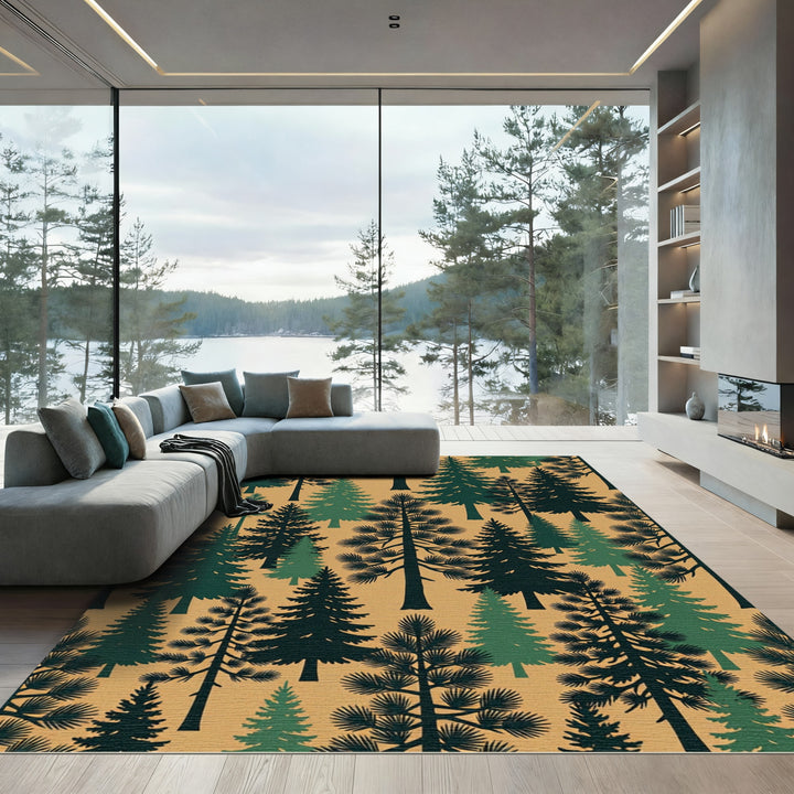 Forest Evergreen Trees Silhouette Rug