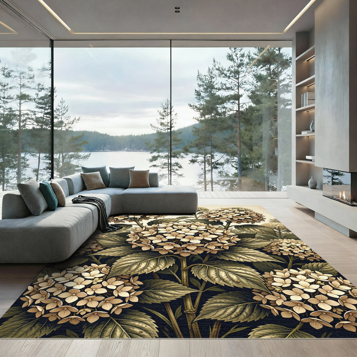 Vintage Hydrangea Floral Garden Rug