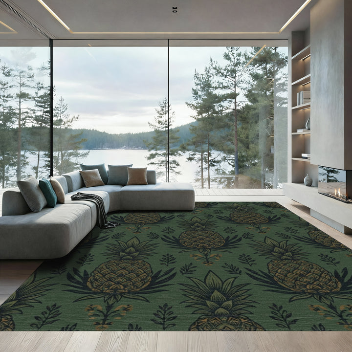 Dark Green Faux Pineapple Garden Rug