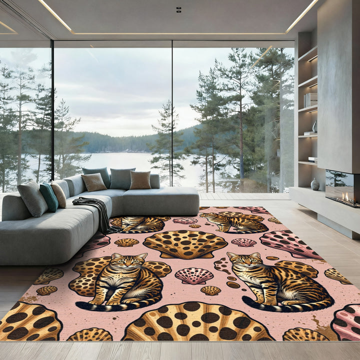 Feline Shell Pink Vintage Inspired Rug