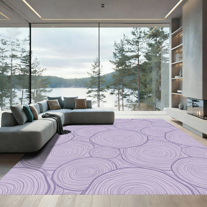 Lavender Wood Grain Circles Rug