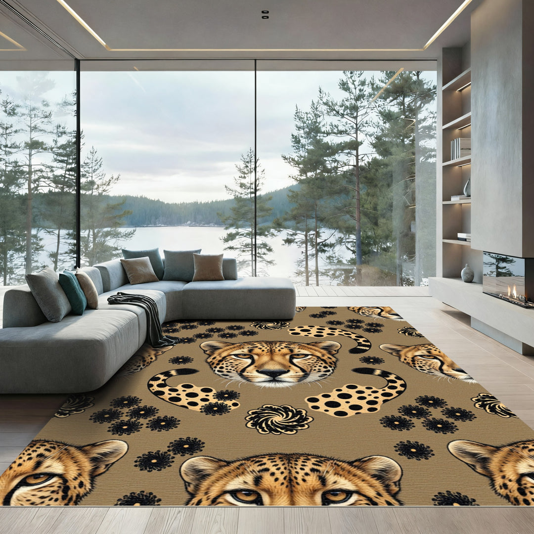 Cheetah Spot Swirl And Flower Rug