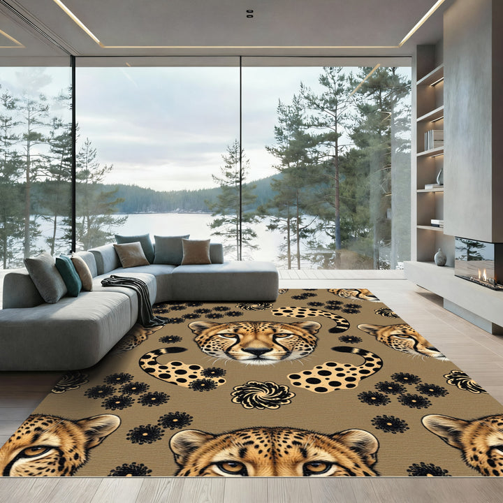 Cheetah Spot Swirl And Flower Rug