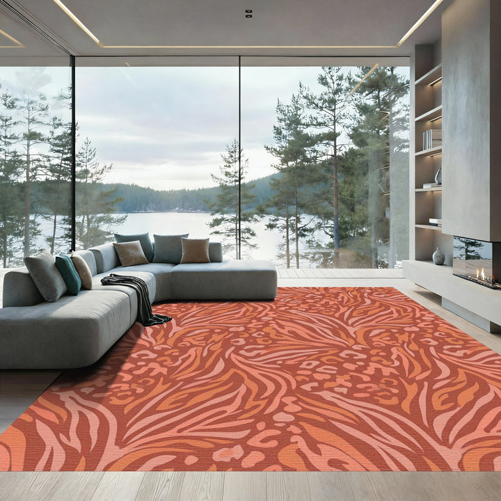 Terra Cotta Animal Print Collage Rug