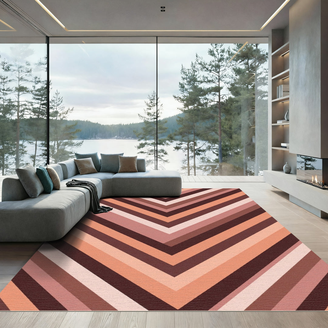 Earthy Chevron Stripe Geometric Rug