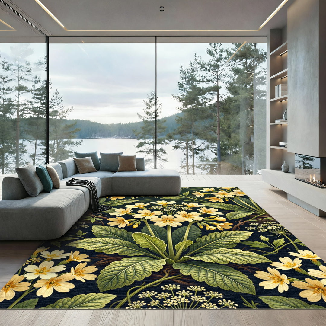 Golden Primrose Floral Garden Rug