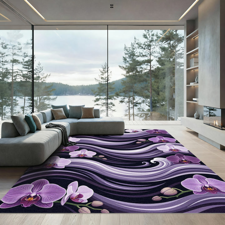 Purple Orchid Wavy Abstract Rug
