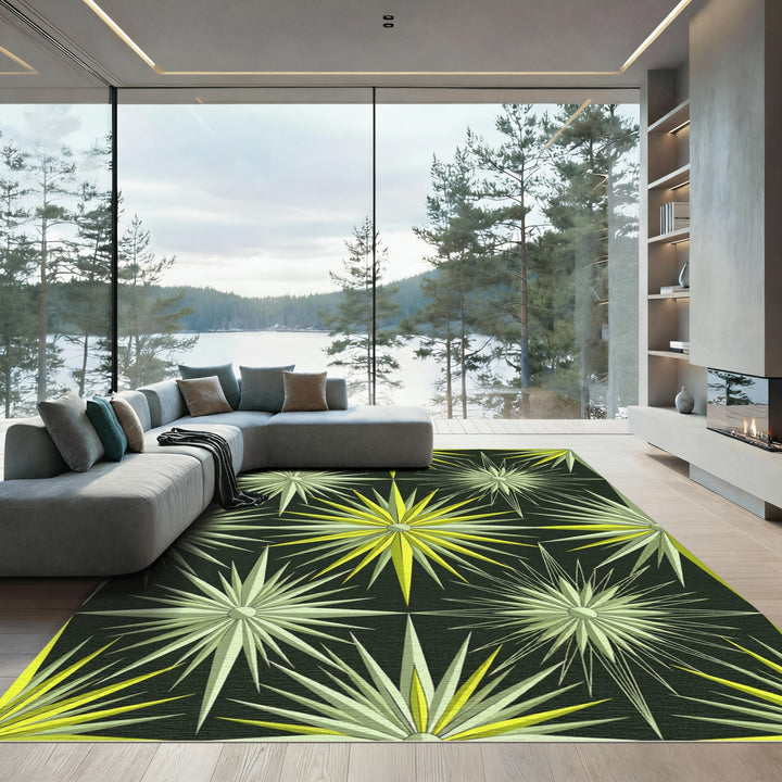 Pale Yellow Starburst Bursting Radiance Rug
