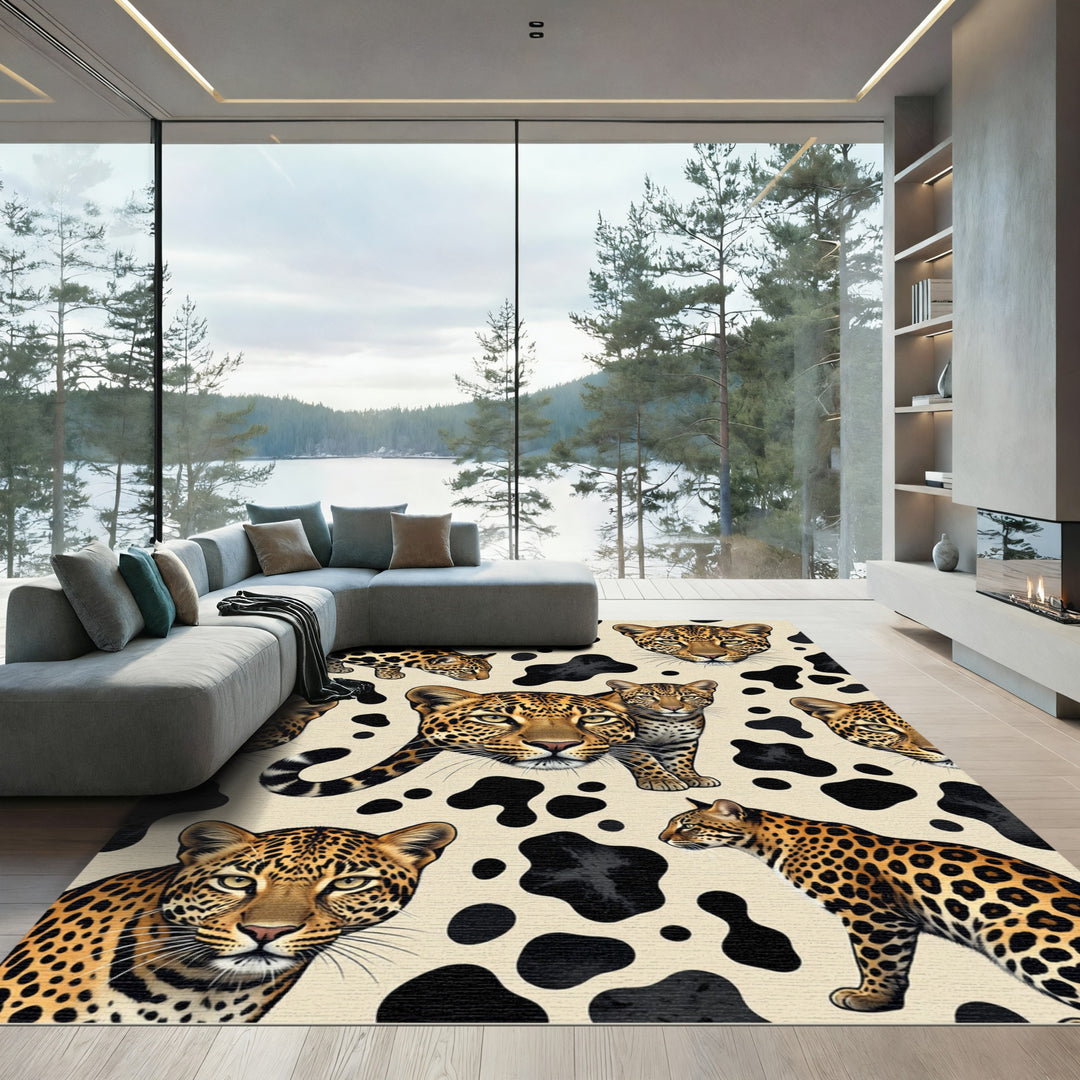 Leopard Spots Contemporary Feline Rug