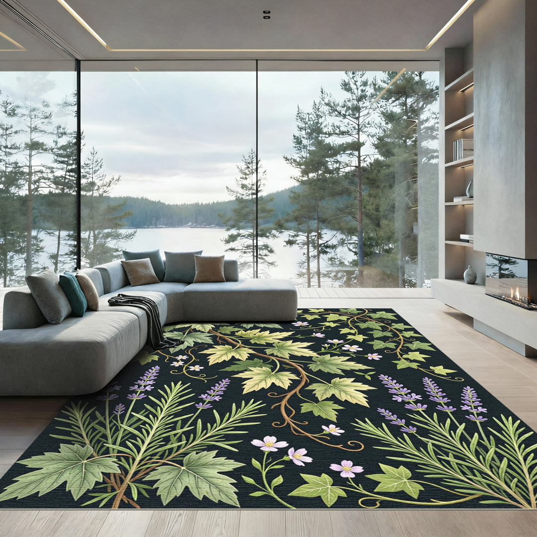 Vineyard Lavender Botanical Art Rug