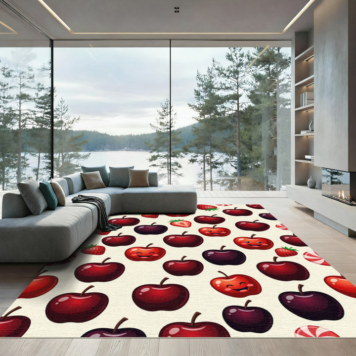 Red Apple Strawberry Candy Collage Rug
