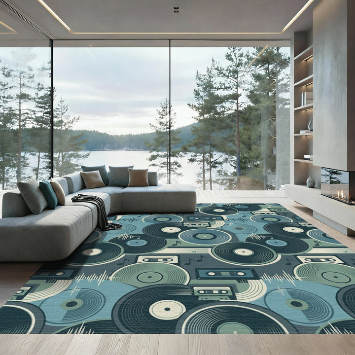 Retro Vinyl Cassette Musical Rhythm Rug